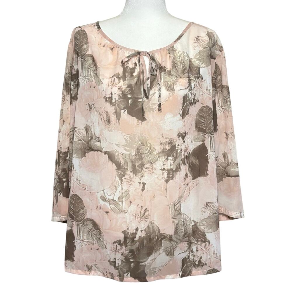 Chico's Sheer Floral Blouse Women's 3 (16/18 XL) Pink